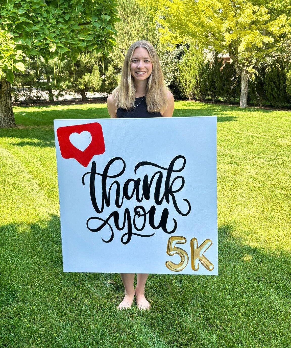 Thank you message on large card